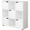 Basicwise 36 x 35 x 11.5 in. 9 Cube Wooden Organizer with 5 Enclosed Doors & 4 Shelves, White