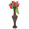 9 x 30 in. Round Antique Decorative Mango Wood Floor Flower Vase with Unique Textured Pattern Brown