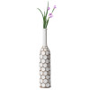 7 x 33.5 in. Carved Divot Bubble Design with Tall Neck Decorative Contemporary Floor Vase White - Large