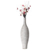 6.5 x 24 in. Modern Decorative Bottle Shape Floor Vase Ribbed Design White - Small