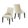 Orora Dec Mid Back Button Tufted Fabric Dining Chair with Low-Profile Armrest Beige - Set of 2