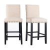 Orora Dec Counter Height Fabric Upholstered Dining Chair with Nailhead Trim Beige - Set of 2
