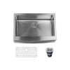 Miseno 30 in. Farmhouse Single Basin Stainless Steel Kitchen Sink with Apron Front Drain Assembly & Fitted Basin Rack