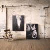 Kalalou 37 x 48.5 in. Oil Painting Black & White Front View Horse with Silver Frame