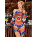 Hand knitted sun flower beachwear Multi-Color Beach skirt - Bikini cover up