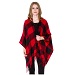 Plaid Buffalo Print Poncho Flannel Large Size 51